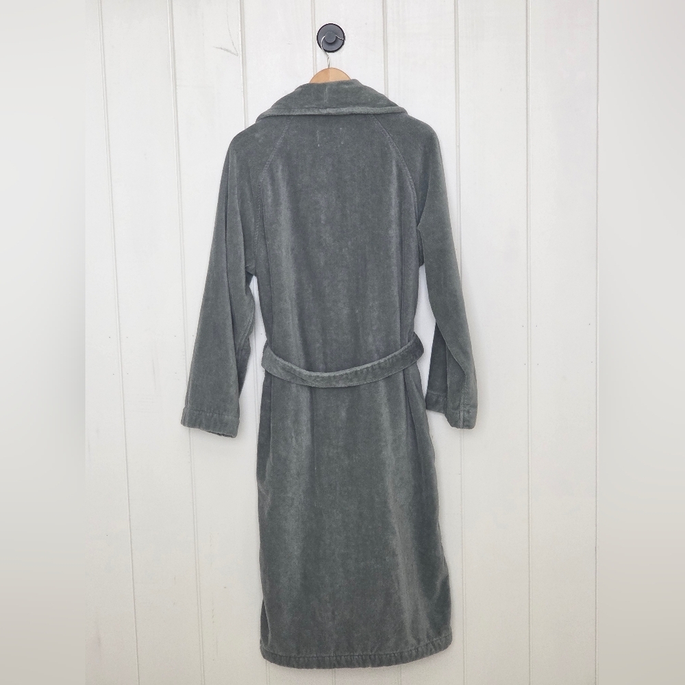 CYBER MONDAY! Frette Velour Shawl Collar Robe In Grey Size Large - Picture 5 of 6